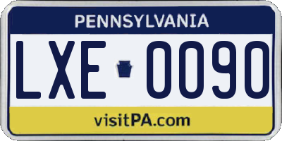 PA license plate LXE0090