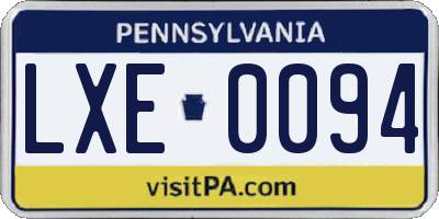PA license plate LXE0094
