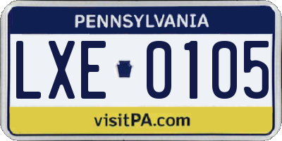 PA license plate LXE0105