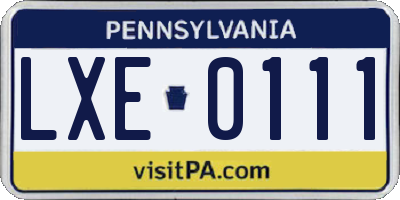 PA license plate LXE0111