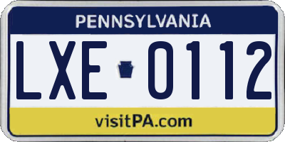 PA license plate LXE0112