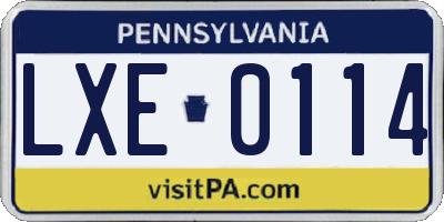PA license plate LXE0114