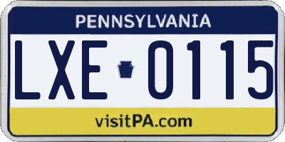 PA license plate LXE0115