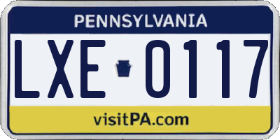 PA license plate LXE0117