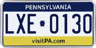 PA license plate LXE0130