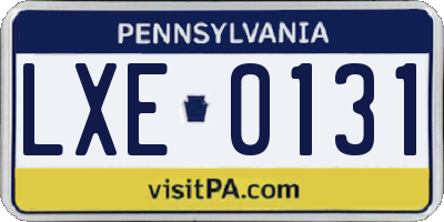 PA license plate LXE0131