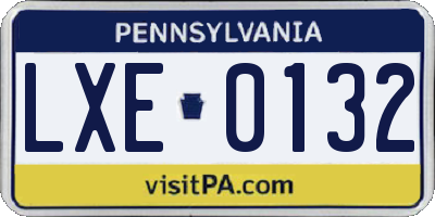 PA license plate LXE0132