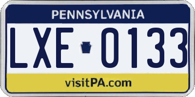 PA license plate LXE0133
