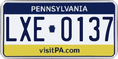 PA license plate LXE0137