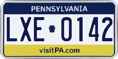PA license plate LXE0142