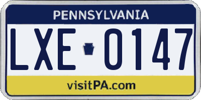 PA license plate LXE0147