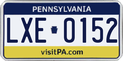 PA license plate LXE0152