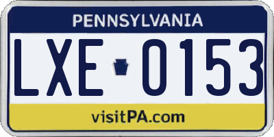 PA license plate LXE0153