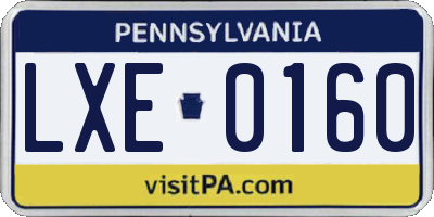 PA license plate LXE0160