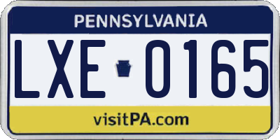 PA license plate LXE0165