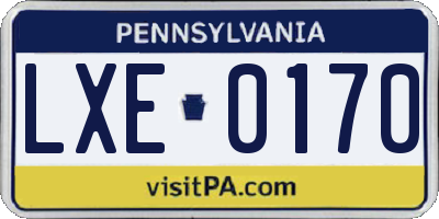 PA license plate LXE0170