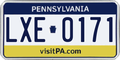 PA license plate LXE0171