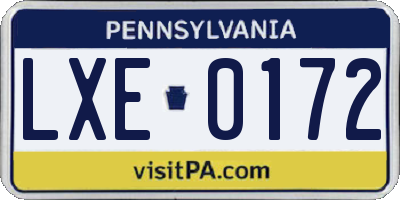PA license plate LXE0172