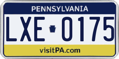 PA license plate LXE0175