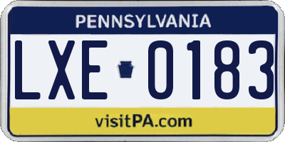 PA license plate LXE0183