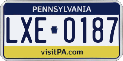 PA license plate LXE0187