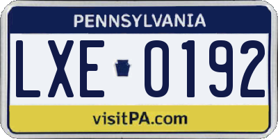 PA license plate LXE0192