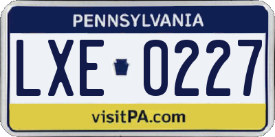 PA license plate LXE0227