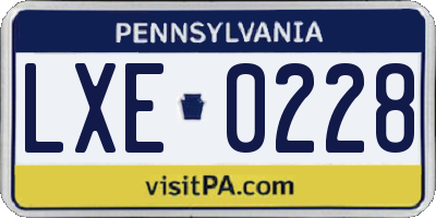 PA license plate LXE0228