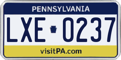 PA license plate LXE0237