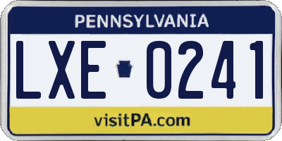PA license plate LXE0241