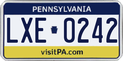 PA license plate LXE0242