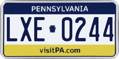 PA license plate LXE0244