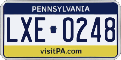 PA license plate LXE0248