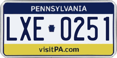 PA license plate LXE0251