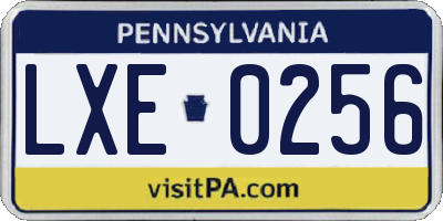 PA license plate LXE0256