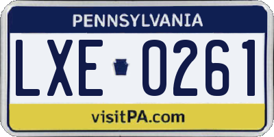 PA license plate LXE0261