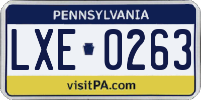 PA license plate LXE0263
