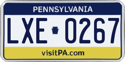 PA license plate LXE0267
