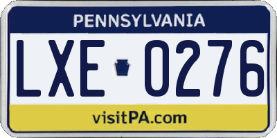 PA license plate LXE0276