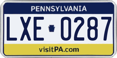 PA license plate LXE0287