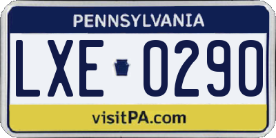 PA license plate LXE0290