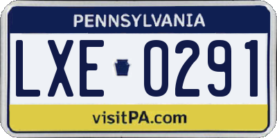 PA license plate LXE0291