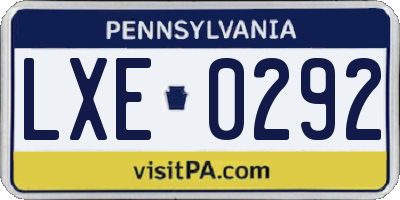 PA license plate LXE0292