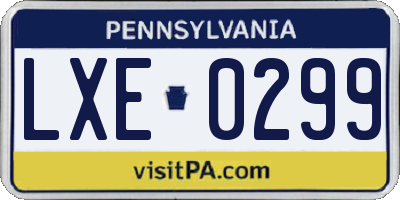 PA license plate LXE0299