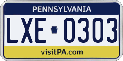 PA license plate LXE0303