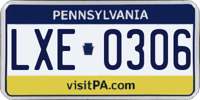 PA license plate LXE0306
