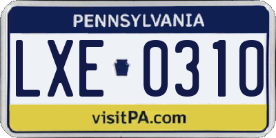 PA license plate LXE0310