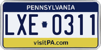 PA license plate LXE0311