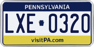 PA license plate LXE0320