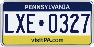 PA license plate LXE0327
